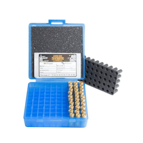 Caixa de Munição Shotgun para 100 Cartuchos Calibre 380 e 9mm Azul - Imagem 3